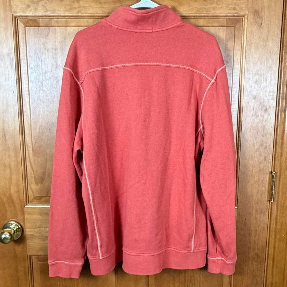 Tommy Bahama Relax Mens XL Coral Orange Quarter Zip Pullover Sweatshirt Marlin
